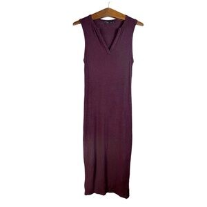 Prana Foundation Purple Midi V-Neck Dress Boho Minimalist Size XS Lined